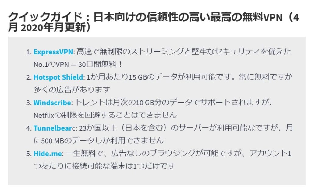 VPNのランキングでExpressVPNはダントツ上位